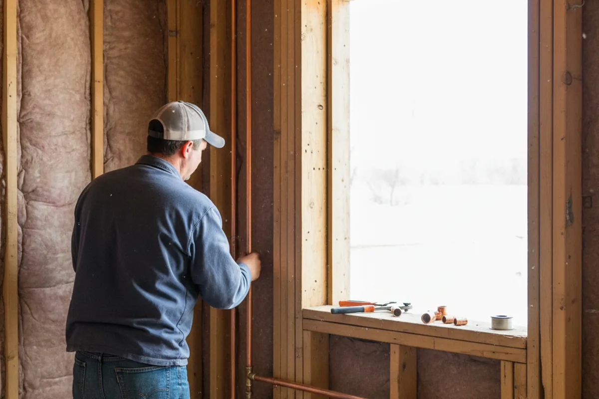 Licensed plumber running new copper supply lines in a Cranks home